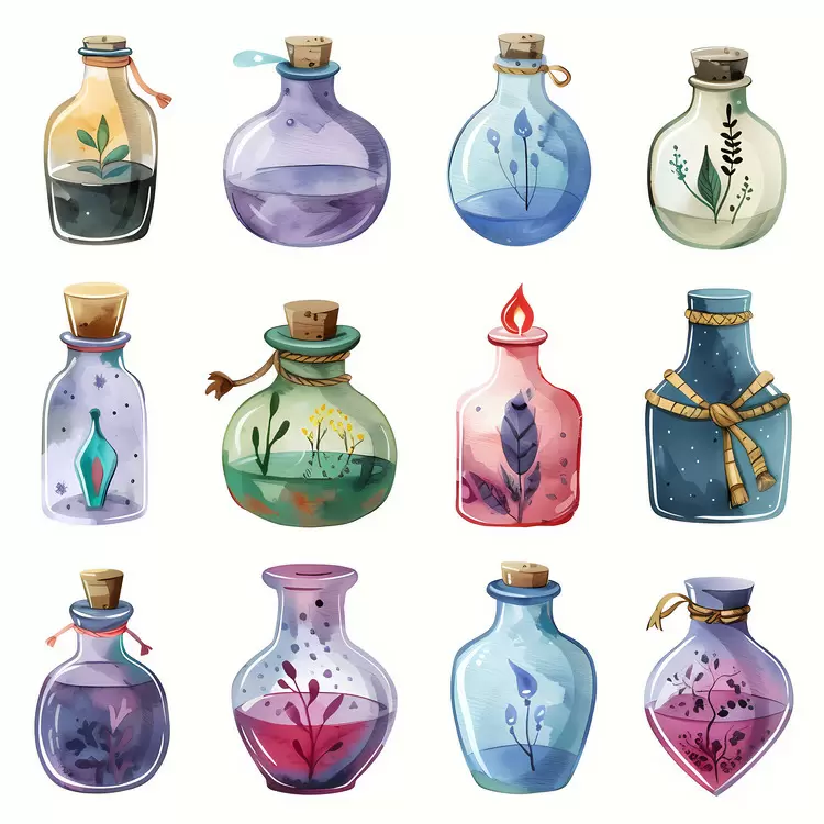 magic potion Old Glass bottles Enchanted