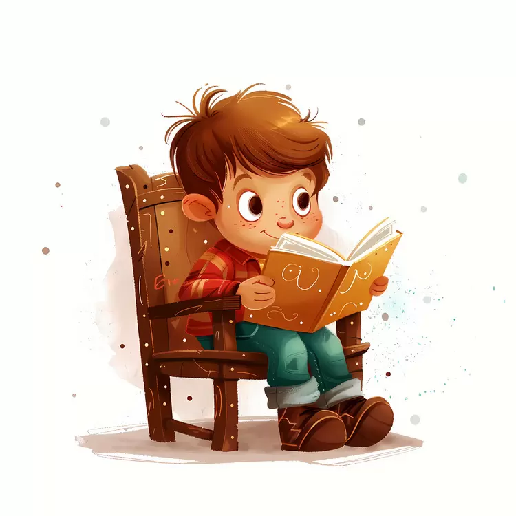 Boy reading book picture book child illustrated