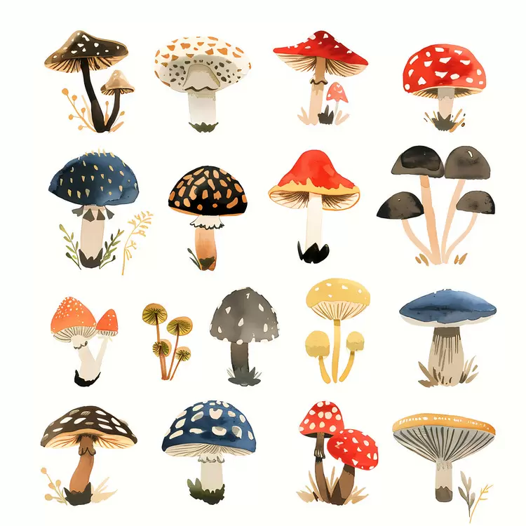 Toadstool illustration Hand painted illustration Wild Mushrooms