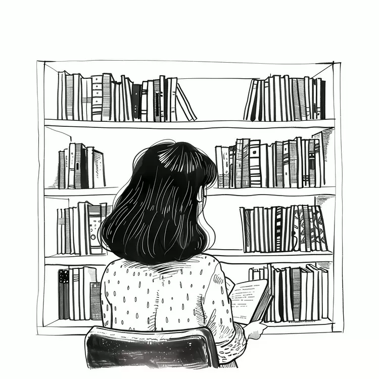 Bookshelf Fiction Girl Browsing Book Room