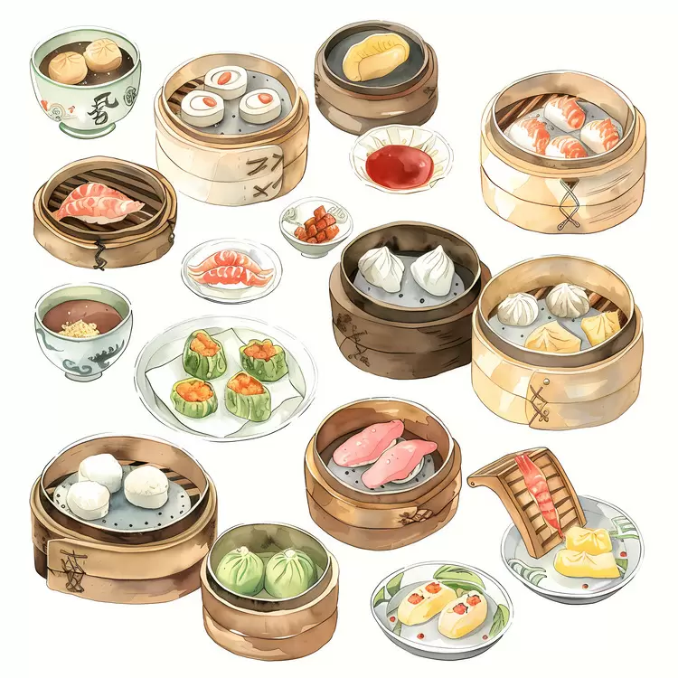Cantonese stir fry Fried rice with chicken and vegetables Shanghainese dumpling Steamed bun with meat filling Chinese roast duck