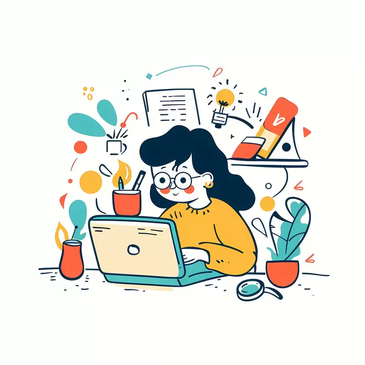 digital art flat design typing worker