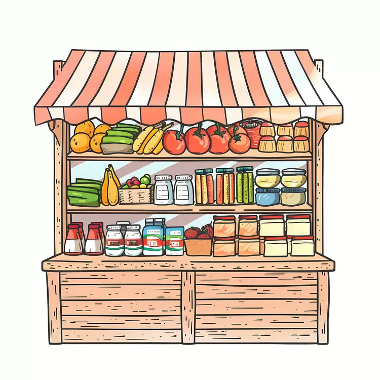 food stall display shelf produce stand grocery stand fruit stand