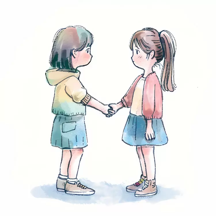Watercolor Sketchy Whimsical Girl Cute