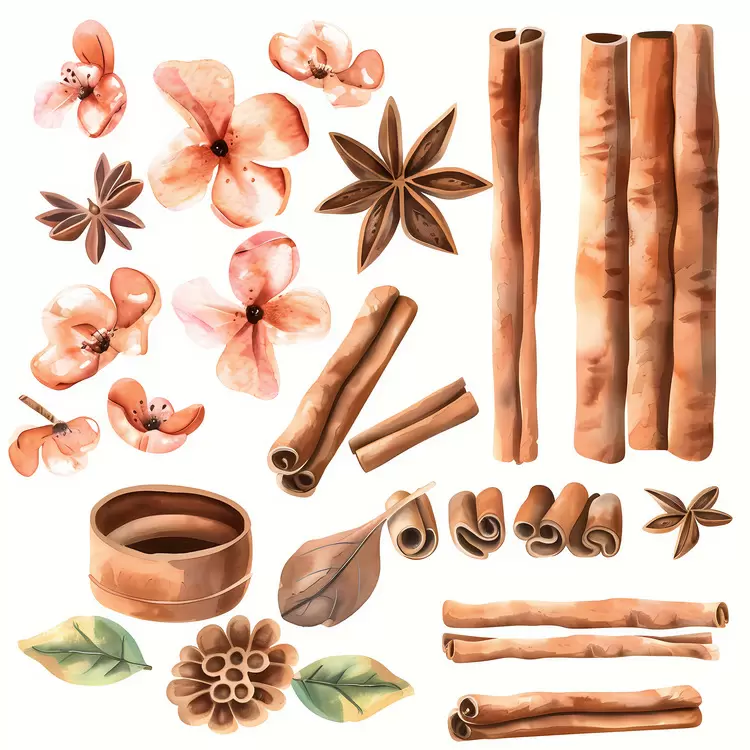 Indian tea blossom cardamom cinnamon sticks