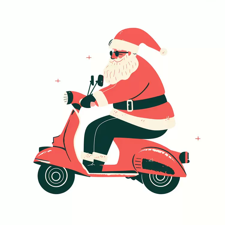 christmas illustration santa santa santa santa santa santa santa on moped santa clause