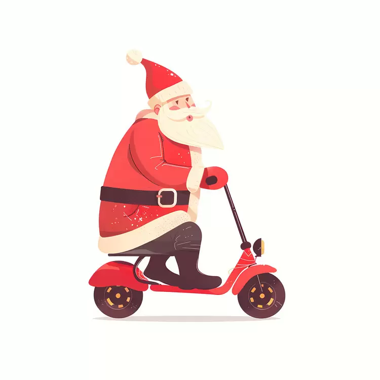 vector Santa riding scooter cheerful festive claus