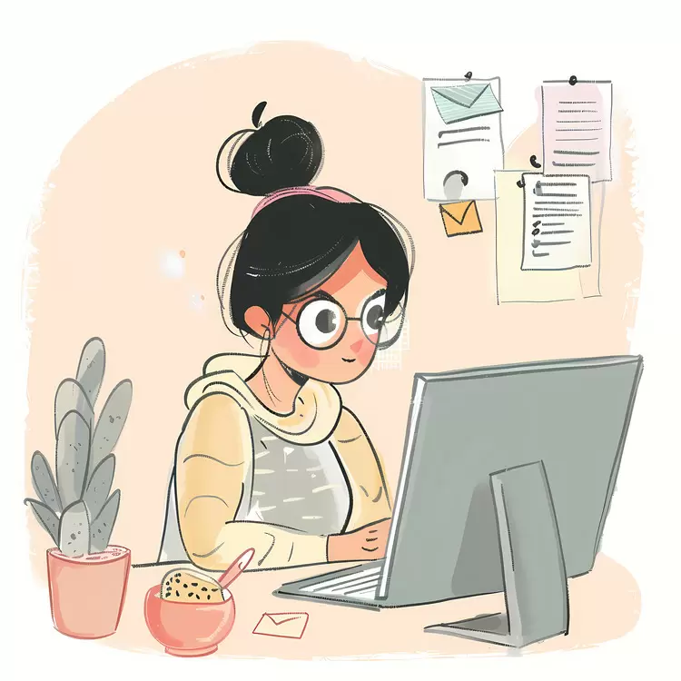 Multitasking Smiling face Workstation Computer User Office workspace