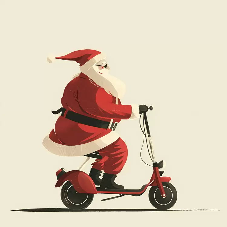 snow sled Santa riding scooter reindeer winter