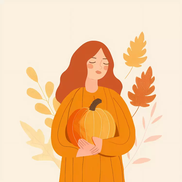 orange holding pumpkin autumn young girl