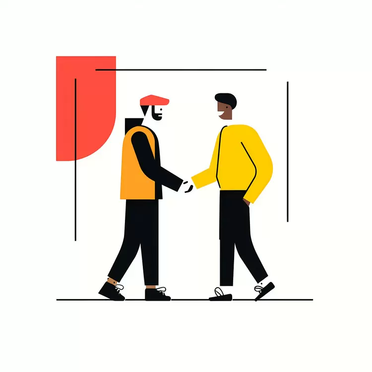 Composition Friend Meeting Cartoon Colorful Communication