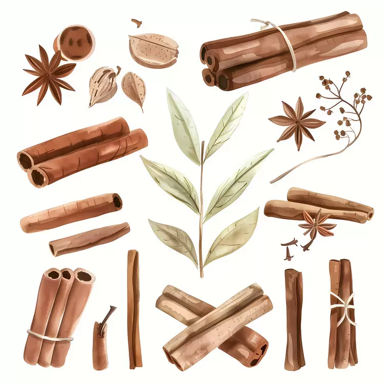 bark cumin spices nutmeg cinnamon