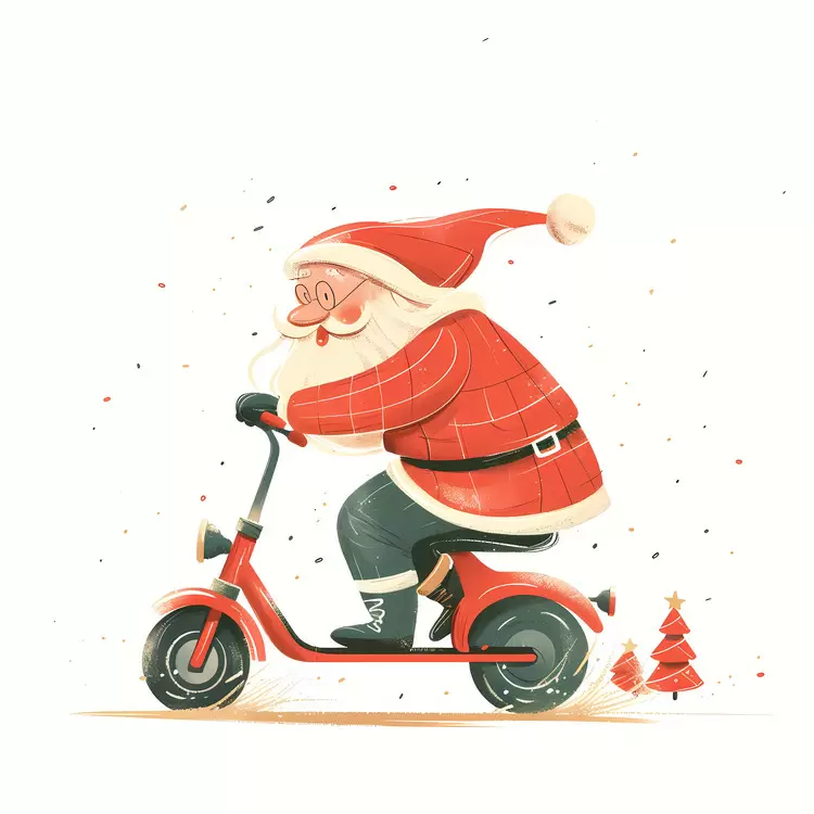 joyful Santa riding scooter cartoon merry 46