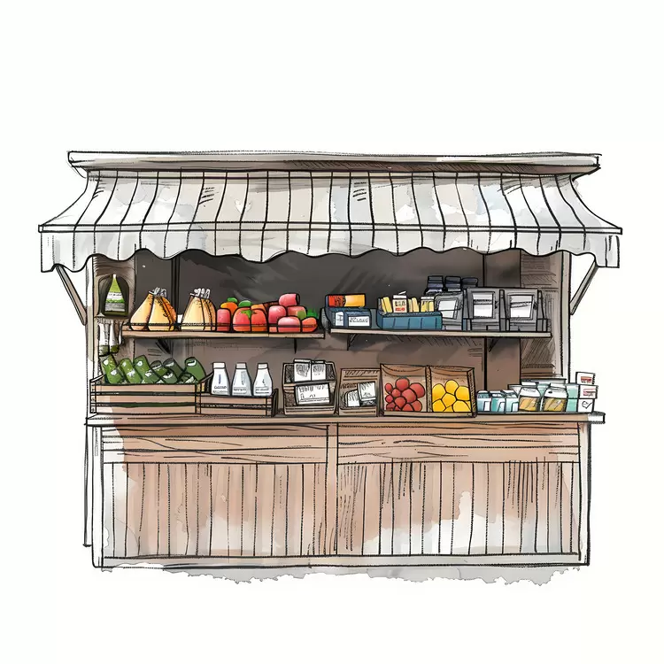 Grocery stall street vendor outdoor shopping food market