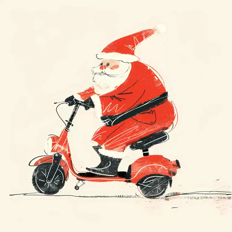 Reindeer Nose Santa riding scooter Snow Santa Claus