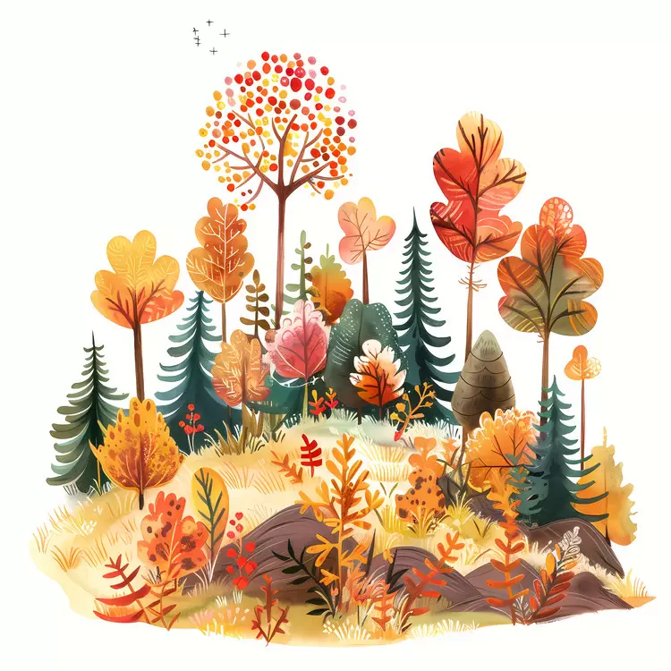 autumn colorful trees in a woods fall foliage nature forest