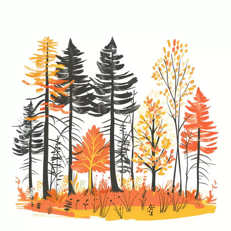Orange Forest Fall foliage Trees