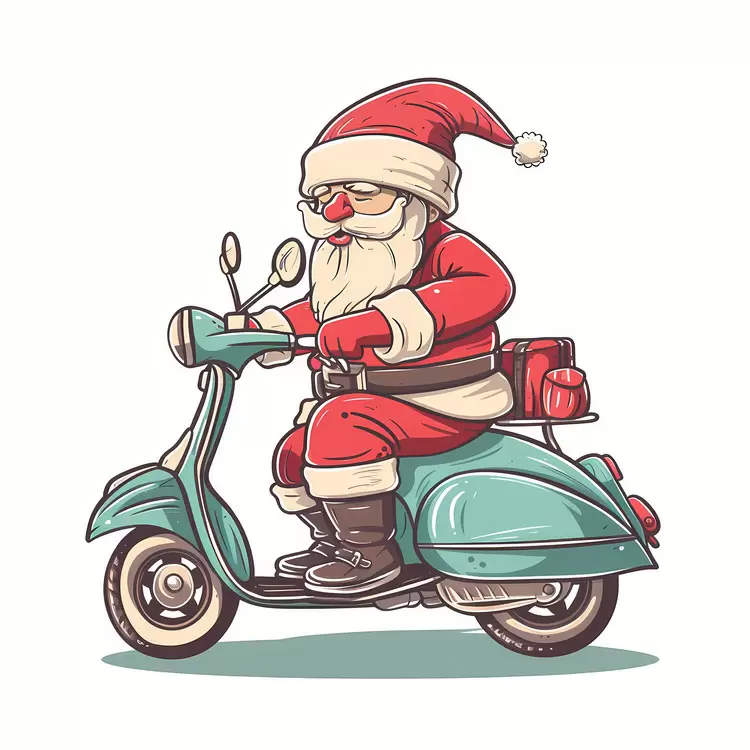 Toy sled Santa riding scooter Holiday Christmas Reindeer