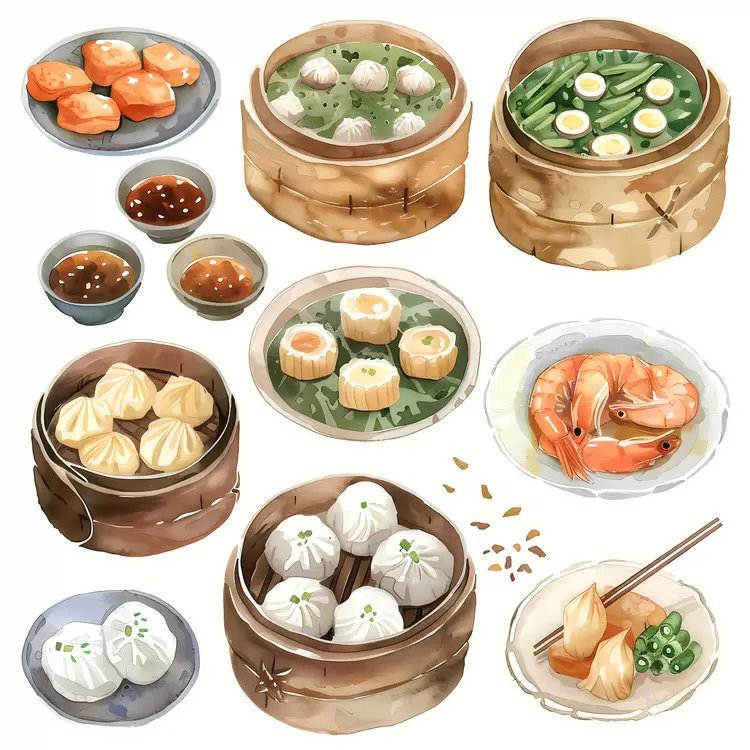 Egg rolls Fried rice noodles Shaoarma Soup dumplings