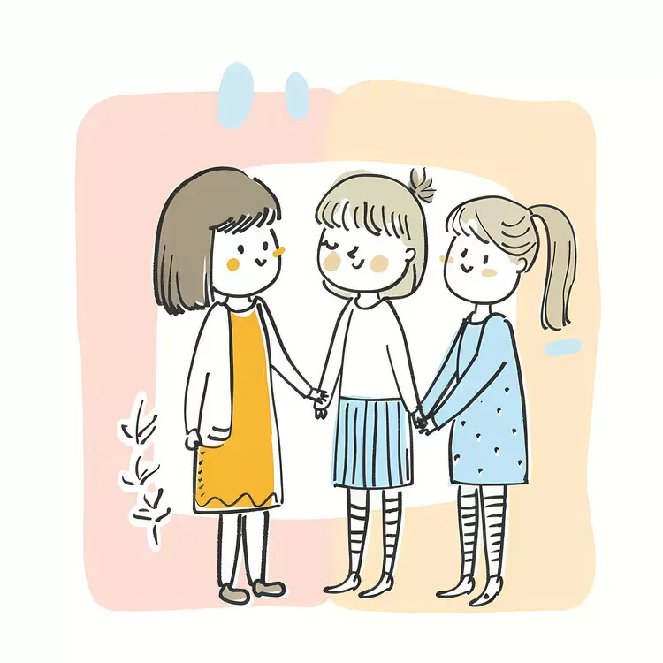 Girls holding hands Friend Meeting Handholding with a smile Cute friends Hands shaking