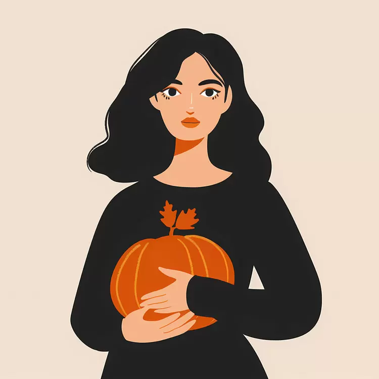 leaves black sweater drawing pumpkin harvest