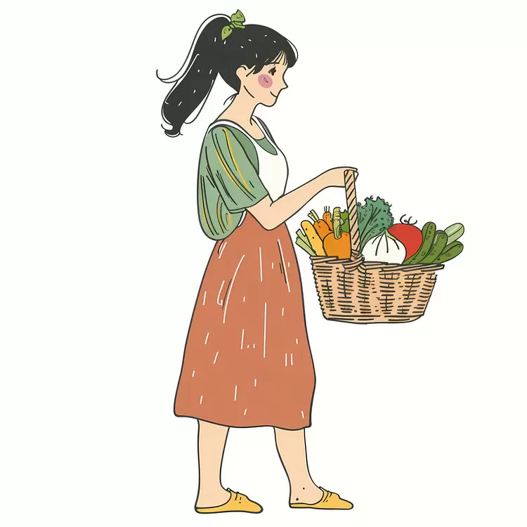 pesticide-free produce fresh vegetables vegetable basket hand drawing baskets