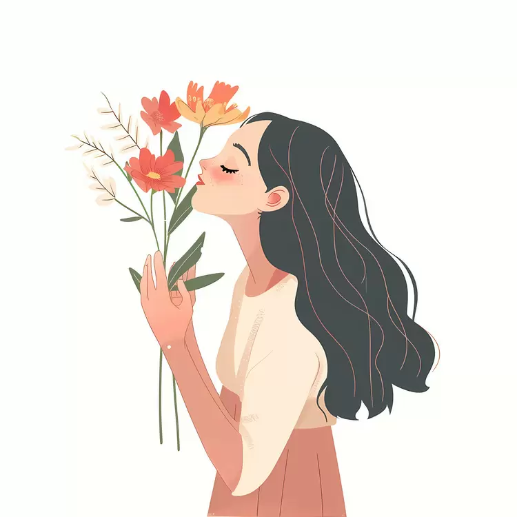 spring Woman Smelling Flowers nature blossom outdoor