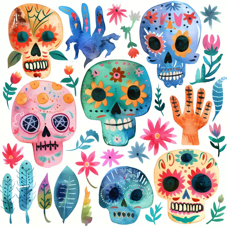 Sugar Skulls Artistic Flowers Unique