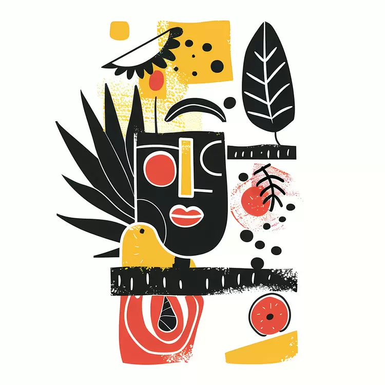 Geometric shapes Fruit Line work Face Bonalu festival