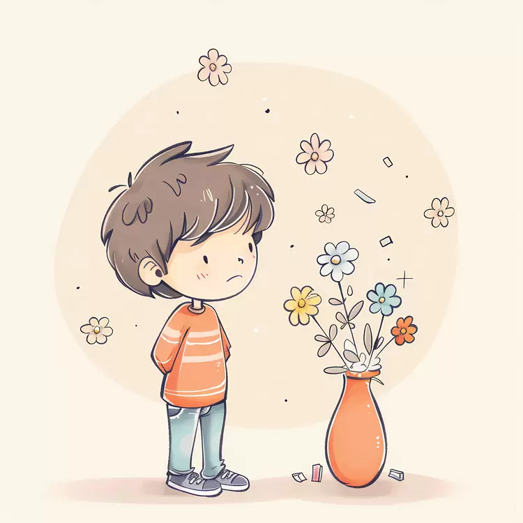 worried boy Vase Flower Human