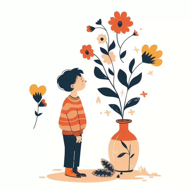 Colorful Flower Power worried boy Childhood Memories
