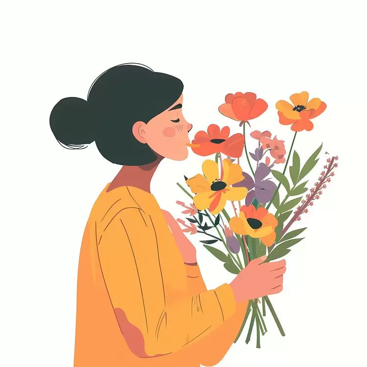 Woman Smelling Flowers beauty spring fragrance