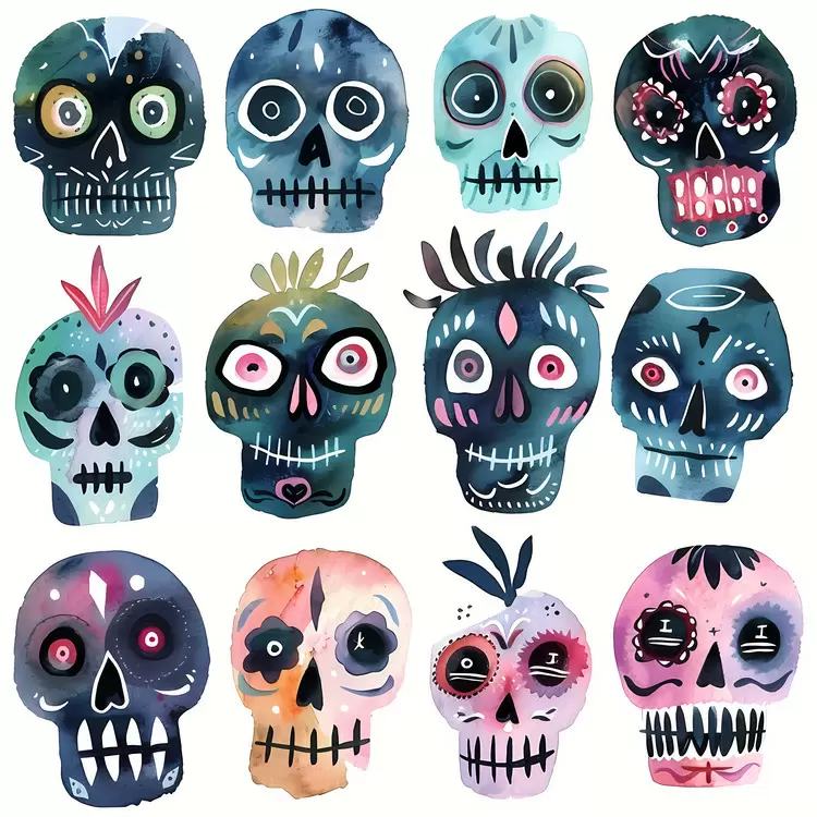 Colorful Hand drawn Artwork Mexican art Day of the Dead
