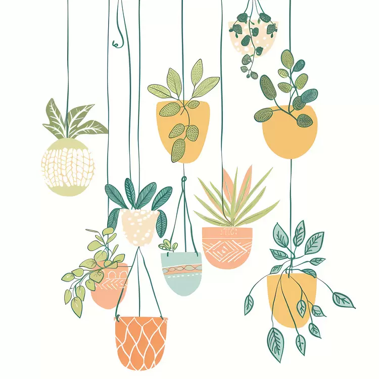 indoor plants botanical illustrations hanging pots Houseplants hanging 10