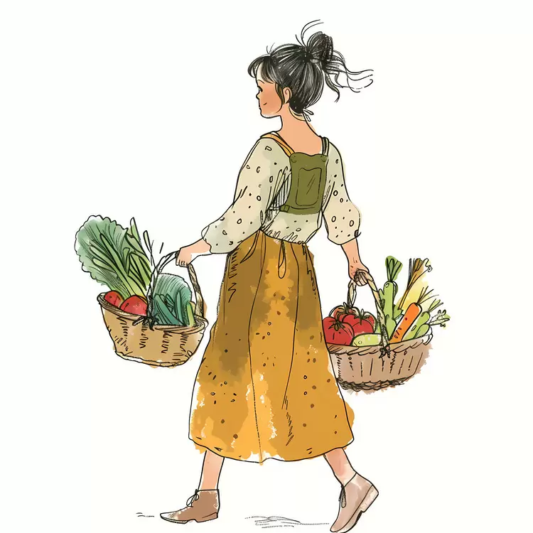 woman walking fresh foods sustainable agriculture natural elements