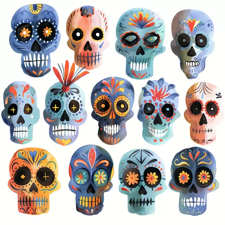 Skull masks Sugar Skulls Day of the Dead Dia de los Muertes