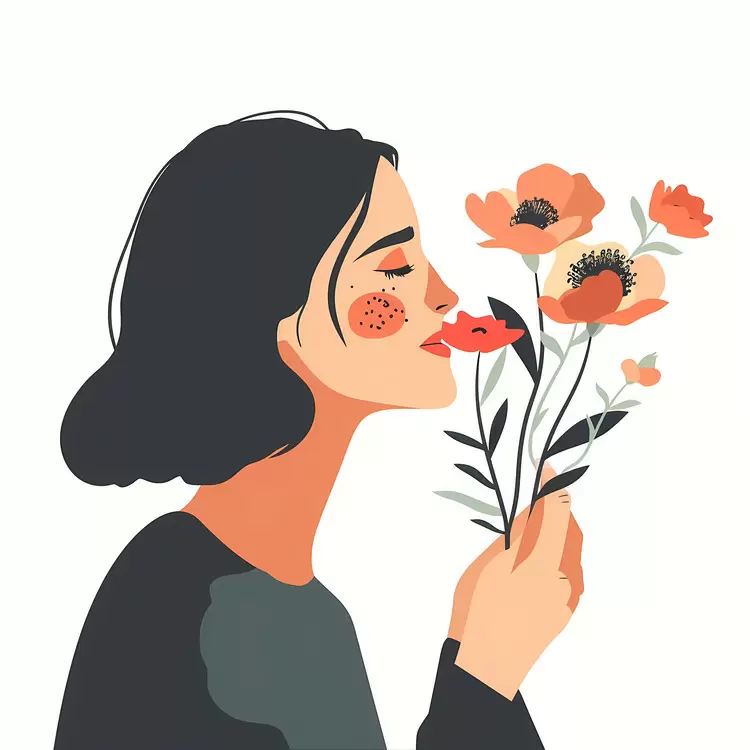 fragrance garden Woman Smelling Flowers peony floral