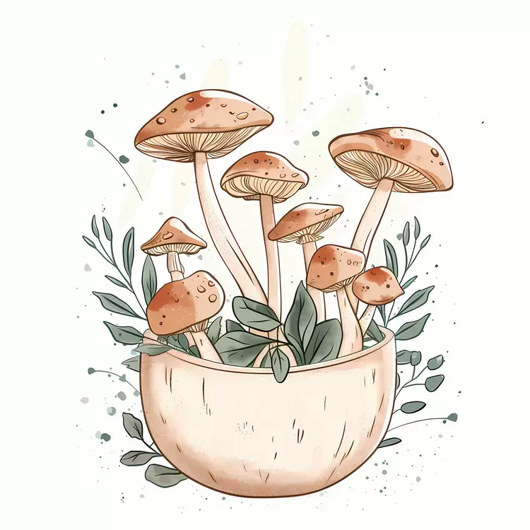 cooked mushrooms wood natural organic