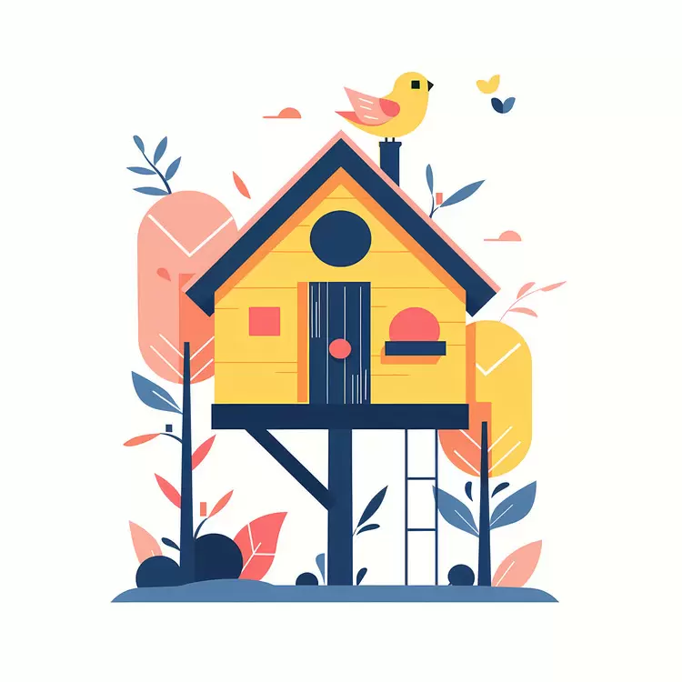 sunny cute bird quirky flat design