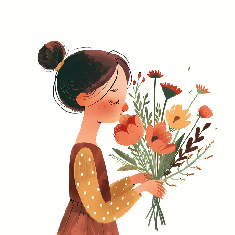 girl with flowers purple flowers flower basket