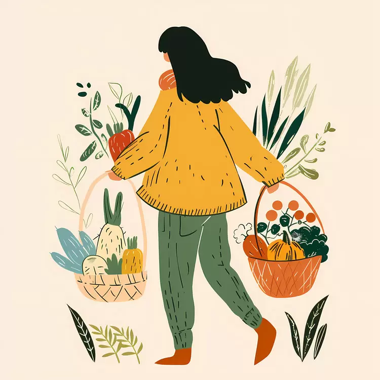 market organic groceries woman carrying bags grocery shopping