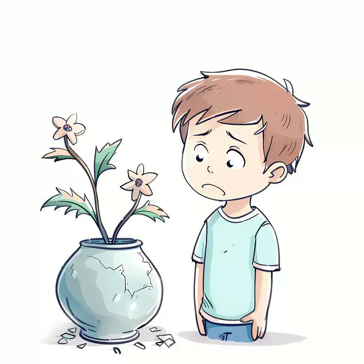 worried boy flower water vase