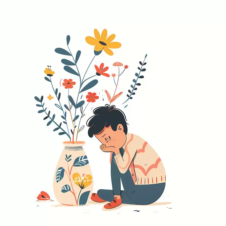 mourning loss crying flowerpot disappointment