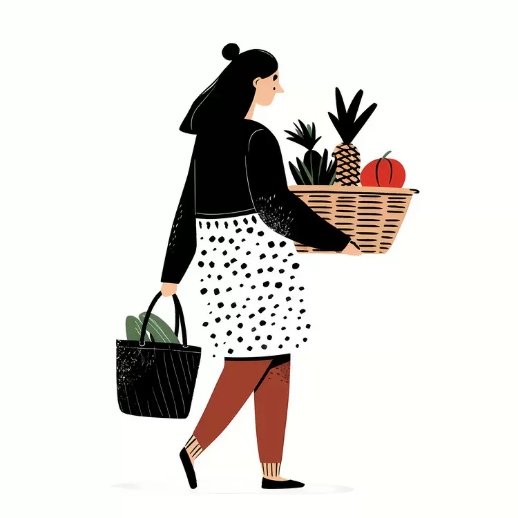 grocery shopping girl vegetable basket fruits and vegetables groceries
