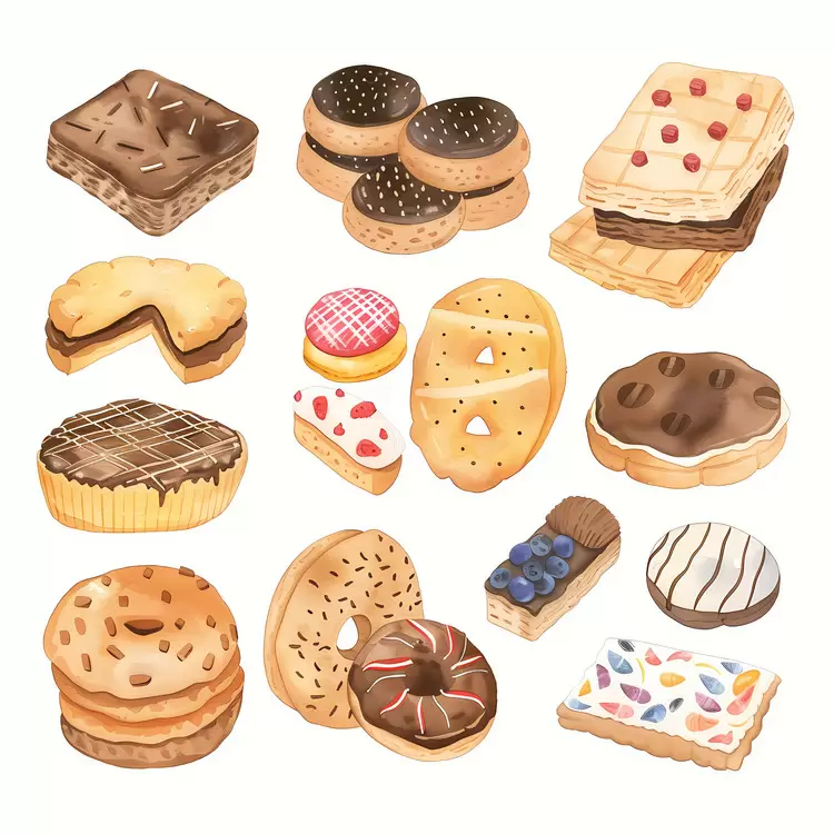 Fruit tarts Frosting Cookies Bread Cake