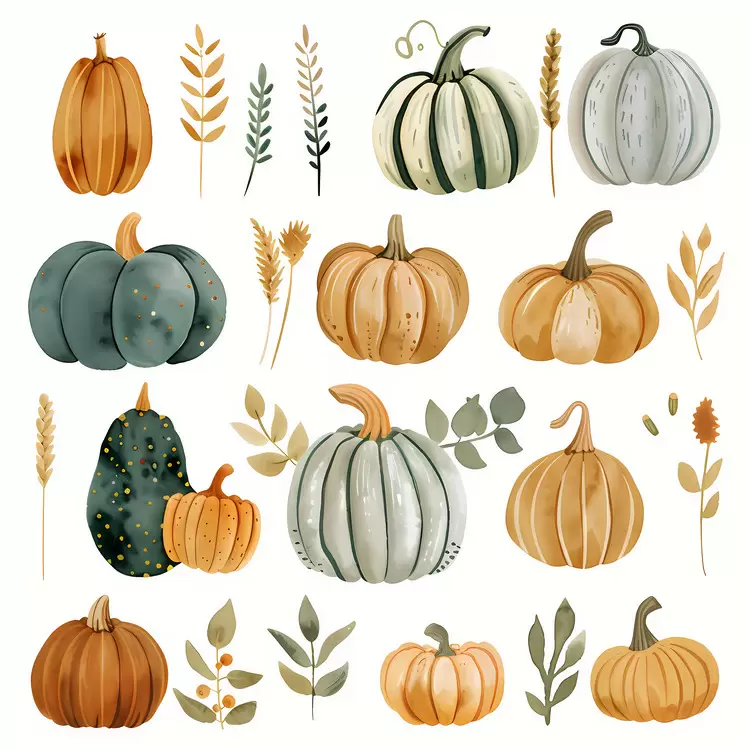 Fall Harvest Autumn Watercolor Pumpkin Ornament