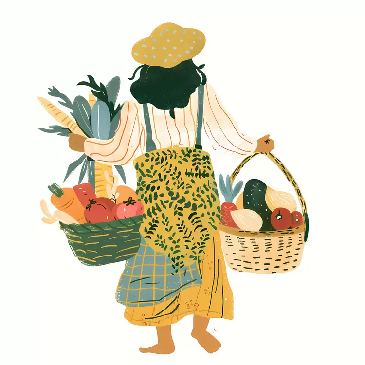 vibrant colors rural life harvest market scene farmer