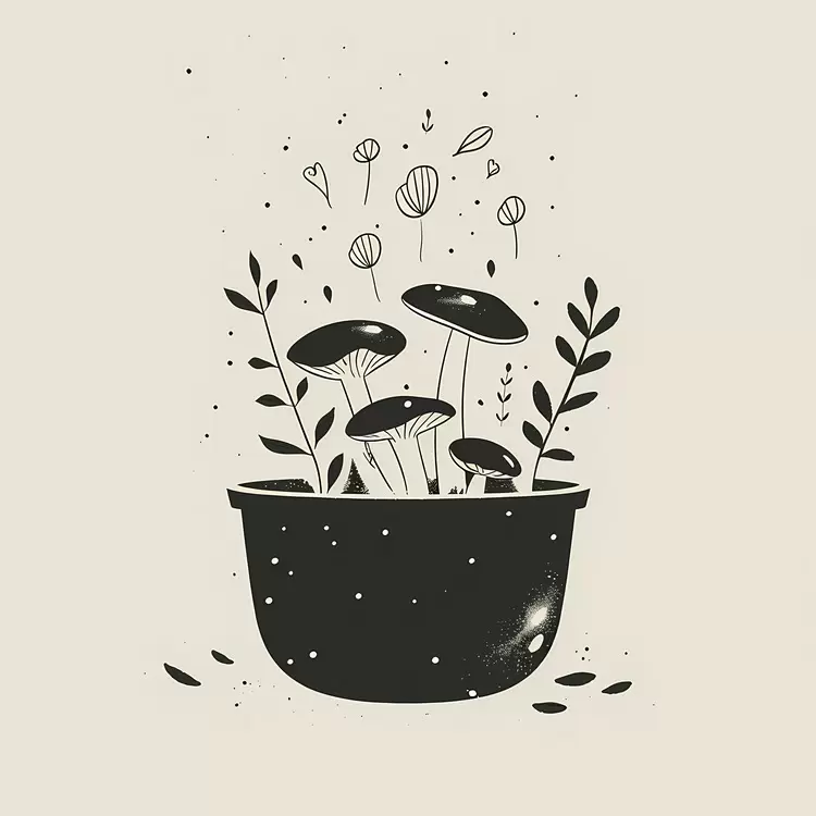 hand drawn cooked mushrooms vector art floral