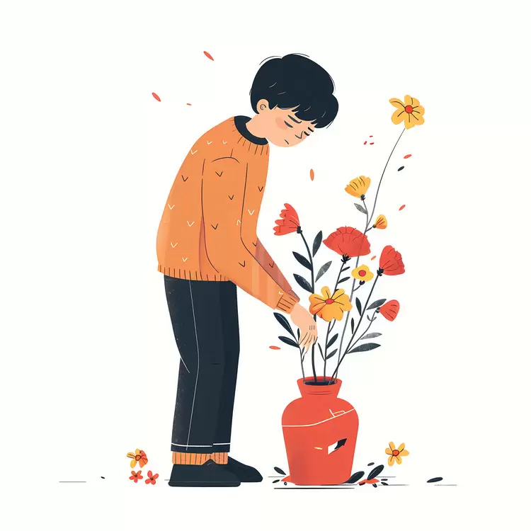 cartoon character orange artistic blooming hand drawn