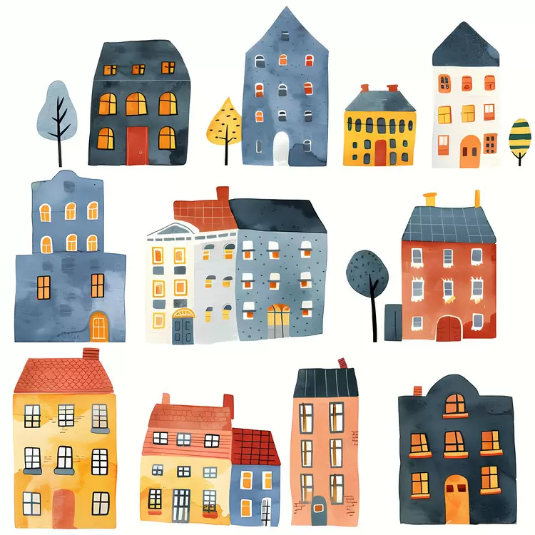 buildings whimsical vintage nostalgic